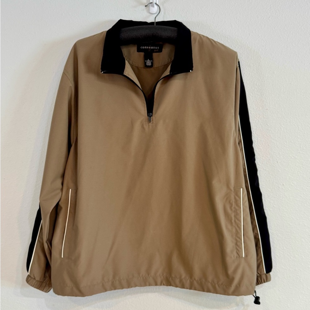 Golf Jacket Windbreaker Tan and Black Lightweight Men’s Large